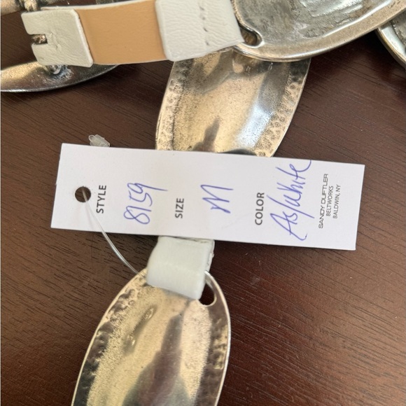 White Leather Metallic Accent Belt